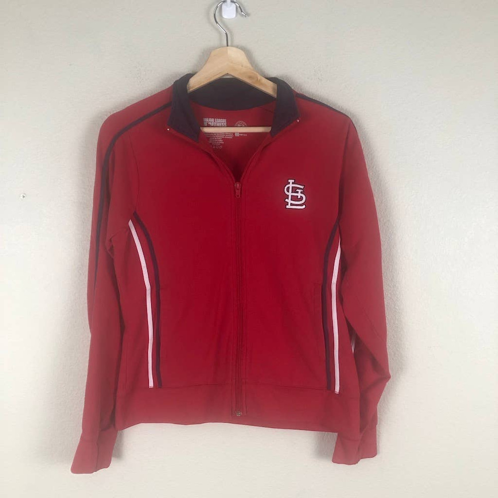 St Louis Cardinals Jacket Red MLB Logo Zip Up Casual Stretch Size Medium‎